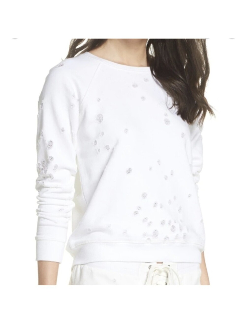 David Lerner Distressed French Terry Pullover Sweatshirt